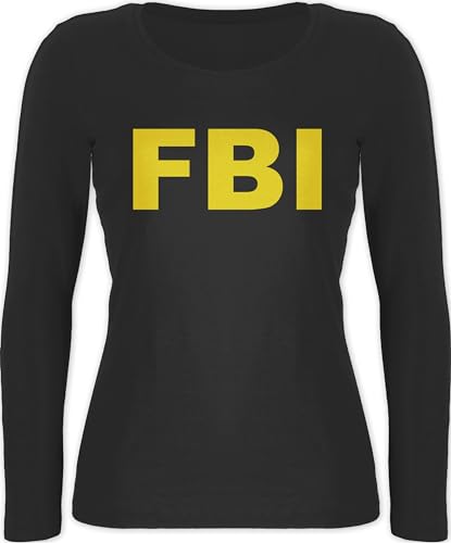 Langarmshirt Damen - Karneval & Fasching - FBI Kostüm I Fastnacht I Fasnacht I Fasnet - M - Schwarz - Oberteil Karnevals t Shirt Faschings Langarm faschingsshirt fassenacht Shirts faschingsoberteil von Shirtracer