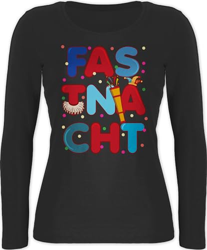Langarmshirt Damen - Karneval & Fasching - Fastnacht Schriftzug I Fastnacht I Fasnacht I Fasnet - XXL - Schwarz - Oberteil lang Karnevals t Shirt Faschings Langarm Langer arm faschingsshirt von Shirtracer