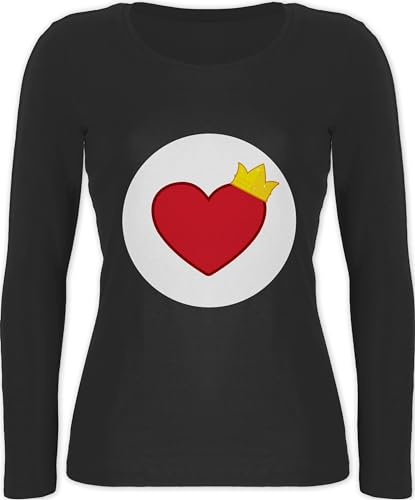 Shirtracer Langarmshirt Damen - Karneval & Fasching - Glücksbär Herz Krone I Glücksbärchi Herz König I Liebe I Fastnacht I Fasnacht I Fasnet - M - Schwarz von Shirtracer