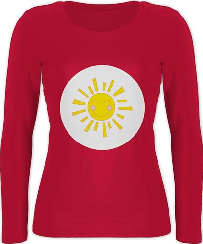 Langarmshirt Damen - Karneval & Fasching - Glücksbär lachende Sonne Glücksbärchi Kostüm Sonnenschein Geschenk I Fastnacht I Fasnacht I Fasnet - M - Rot - Faschings t Shirt Langer arm von Shirtracer