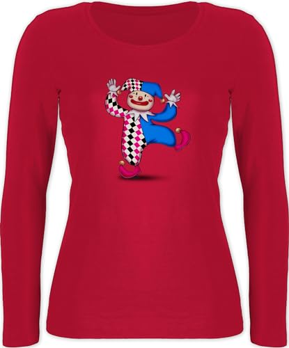 Langarmshirt Damen - Karneval & Fasching - Tanzender Clown I - XXL - Rot - Shirt Langarm faschingsshirt Faschings Clowns Oberteil mit Motiv Karnevals Oberteile fassenacht Shirts t-Shirt langärmelig von Shirtracer