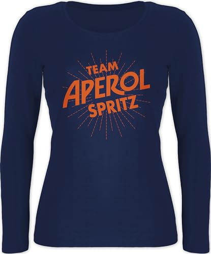Langarmshirt Damen - Karneval & Fasching - Team Aperol Spritz JGA I Mädelsabend Spritztour Aperol Geschenk - L - Marineblau - t-Shirt Langarm Karnevals t Shirt Faschings apperol Oberteil Tshirt von Shirtracer