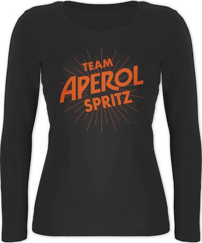 Langarmshirt Damen - Karneval & Fasching - Team Aperol Spritz JGA I Mädelsabend Spritztour Aperol Geschenk - S - Schwarz - t-Shirt Langarm Karnevals t Shirt Faschings apperol Oberteil Tshirt von Shirtracer