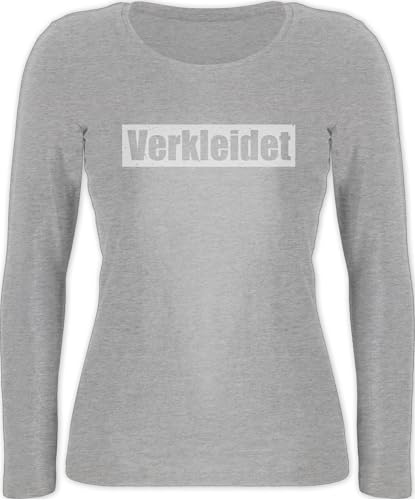 Langarmshirt Damen - Karneval & Fasching - Verkleidet Schriftzug - weiß - L - Grau meliert - Shirt Langarm faschingsshirt Faschings Oberteil schwarz Karnevals Oberteile fassenacht Shirts t von Shirtracer
