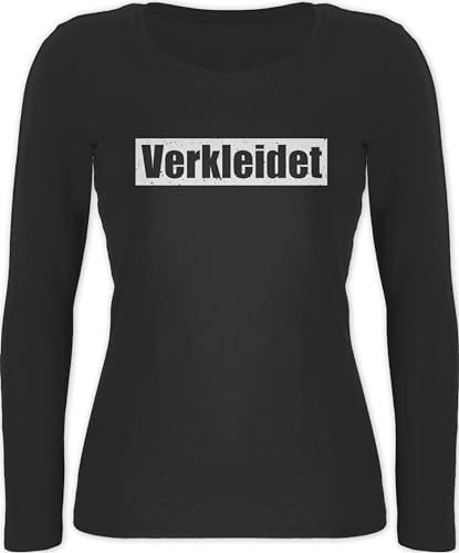 Langarmshirt Damen - Karneval & Fasching - Verkleidet Schriftzug - weiß - L - Schwarz - Shirt Langarm faschingsshirt Faschings Oberteil t Karnevals Oberteile fassenacht Shirts faschingsoberteil von Shirtracer