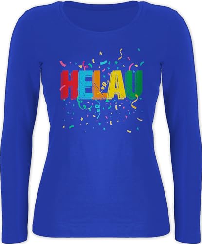Langarmshirt Damen - Karneval & - Helau Alaaf Schriftzug Kostüm Kölle Fasching I Narren - M - Blau - Shirt Langarm faschingsshirt Faschings Oberteil für für Frauen Karnevals Oberteile fassenacht von Shirtracer