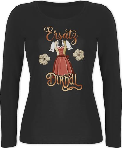 Langarmshirt Damen - Kompatibel mit Oktoberfest - Dirndl Ersatz Tracht - M - Schwarz - Langarm trachtenshirt Oktober fest Trachten Outfit Spruch bayrischer trachtenshirt+Damen Bayern Tshirt Bavaria von Shirtracer