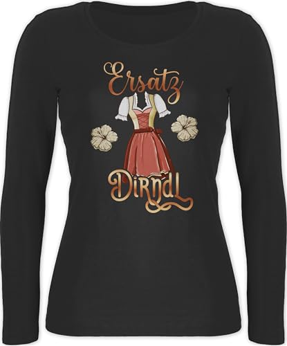 Langarmshirt Damen - Kompatibel mit Oktoberfest - Dirndl Ersatz Tracht - M - Schwarz - Bayerisches Oberteil Frau bayrische zum Shirt trachtentshirts bayrisch Langarm bayerische Outfit Trachten von Shirtracer