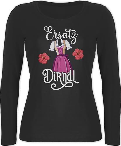 Langarmshirt Damen - Kompatibel mit Oktoberfest - Dirndl Ersatz Tracht - XXL - Schwarz - Bayerisches Oberteil Langarm Spruch bayrischer Trachten Outfit Oktober fest bayrisch Munich Tshirt Bavaria von Shirtracer