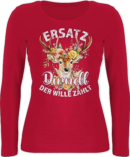 Langarmshirt Damen - Kompatibel mit Oktoberfest - Ersatz Dirndl Der Wille Zählt - XL - Rot - Oberteil Trachten trachtentshirts bayrische geweih Langarm Lange Arme bayerische Outfit bayrisch Hirsch von Shirtracer