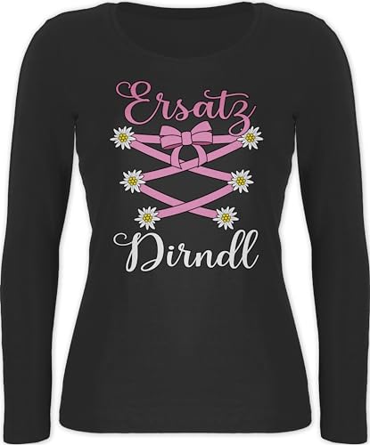 Langarmshirt Damen - Kompatibel mit Oktoberfest - Ersatz Dirndl - XL - Schwarz - Tshirt Langarm Oberteil bayrisch Octoberfest Shirt Oberteile Tracht bayerischer Outfit bayrischer Abend von Shirtracer