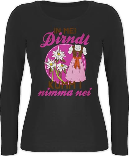 Langarmshirt Damen - Kompatibel mit Oktoberfest - MEI Dirndl hob i versoffen - weiß - XL - Schwarz - Tracht mädchen Shirt Bayerisches Oberteil Frau bayrische ich Habe Mein Langarm Trachten Shirts von Shirtracer