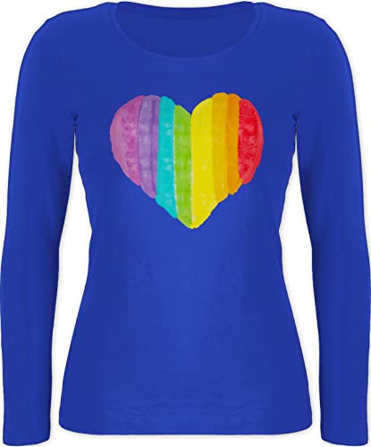 Langarmshirt Damen - LGBTQ Kleidung Pride Flag - Regenbogen Herz - XXL - Blau - LGBT Gay Shirt CSD Lesbian lqbtq lgbtqia Queer Month von Shirtracer