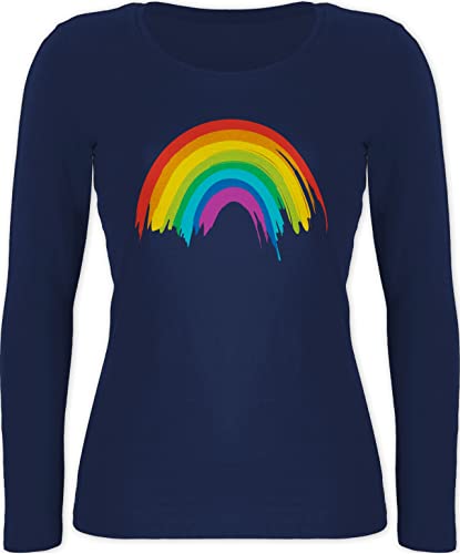 Langarmshirt Damen - Kleidung Pride Flag - Regenbogen LGBT & LGBTQ - L - Marineblau - lqbtq Rainbow lgbtqia Lesbian Gay CSD von Shirtracer