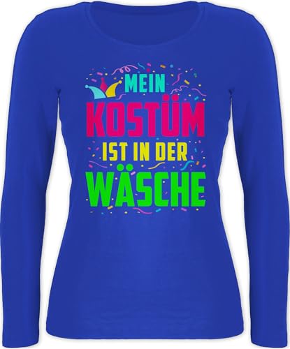 Langarmshirt Damen - Karneval & Fasching - Mein Kostüm ist in der Wäsche I Fastnacht I Fasnacht I Fasnet - M - Blau - Tshirt Langarm Karnevals t Shirt Faschings bunt Oberteil Shirts faschingsshirt von Shirtracer