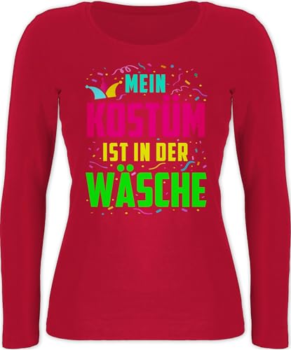 Langarmshirt Damen - Karneval & Fasching - Mein Kostüm ist in der Wäsche I Fastnacht I Fasnacht I Fasnet - M - Rot - Tshirt Langarm Karnevals t Shirt Faschings bunt Oberteil Shirts faschingsshirt von Shirtracer