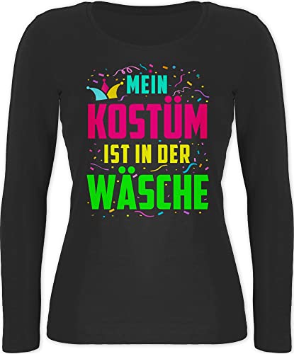 Langarmshirt Damen - Karneval & Fasching - Mein zu Kostüm ist in der Wäsche - M - Schwarz - Karnevals t Shirt lang Karneval& Langarm Oberteile verkleidung Oberteil fasnets faschingst-Shirt von Shirtracer