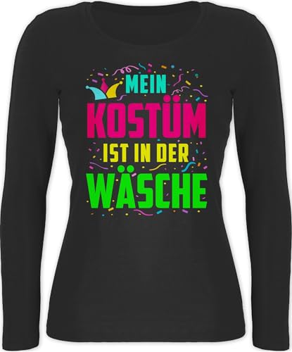 Langarmshirt Damen - Karneval & Fasching - Mein Kostüm ist in der Wäsche I Fastnacht I Fasnacht I Fasnet - M - Schwarz - Tshirt Langarm Karnevals t Shirt Faschings bunt Oberteil Shirts von Shirtracer