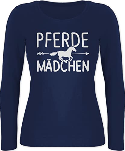 Langarmshirt Damen - Pferde Mädchen - Pferdemädchen - L - Marineblau - Geschenk+für+pferdeliebhaber Shirt Langarm pferdeliebhaber Geschenk Pferde. Geschenke für Reiter reitbedarf pferdeartikel von Shirtracer