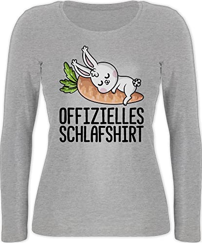 Langarmshirt Damen - Sprüche Statement - Offizielles Schlafshirt mit Hase schwarz - L - Grau meliert - Langarm Statements schlafen Shirts Motiv Aufschrift offizieller Schlaf Shirt Spruch von Shirtracer