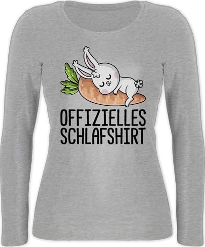 Langarmshirt Damen - Sprüche Statement - Offizielles Schlafshirt mit Hase schwarz - L - Grau meliert - Schlafanzugoberteile Shirt Langarm Statements Schlaf Shirts Motiv sprüchen￼ schlafen von Shirtracer