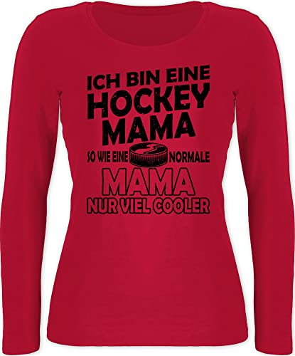 Langarmshirt Damen - Ich bin eine Hockey Mama - So wie eine normale Mama nur viel cooler - schlicht - schwarz - S - Rot - mutter muttertag mom mütter geschenke muttertagsgeschenk 2024 geschenk von Shirtracer