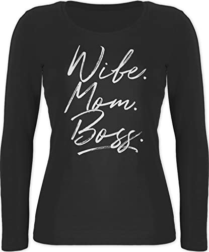 Langarmshirt Damen - Muttertag - Momlife - Wife Mom Boss. Best Mom Muttertagsgeschenke Super Mama Beste Mom Life - M - Schwarz - Mutter Tags muttergeschenk muttertgs Geschenk mütter mittertag von Shirtracer