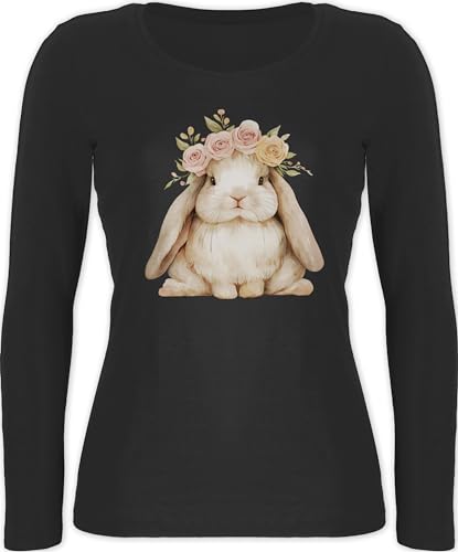 Langarmshirt Damen - Süßer Hase Ostern I Osterhase Geschenke I Osterüberraschung I Oster Hase - L - Schwarz - Hasen osterhasen Ostern￼ Langarm hasenmotiv häschen Shirts mit Motiv von Shirtracer