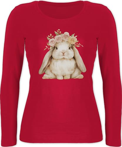Langarmshirt Damen - Süßer Hase Ostern I Osterhase Geschenke I Osterüberraschung I Oster Hase - M - Rot - Hasen osterhasen Ostern￼ Langarm hasenmotiv häschen Shirts mit Motiv von Shirtracer