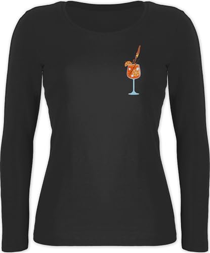 Langarmshirt Damen - Party & Alkohol - Aperol Spritz | Italy | Italien | Malle | Aperoli | Fasching | Karneval - S - Schwarz - für ausschenker Sauf Glas Langarm Outfit Alki Saufen Trinken von Shirtracer