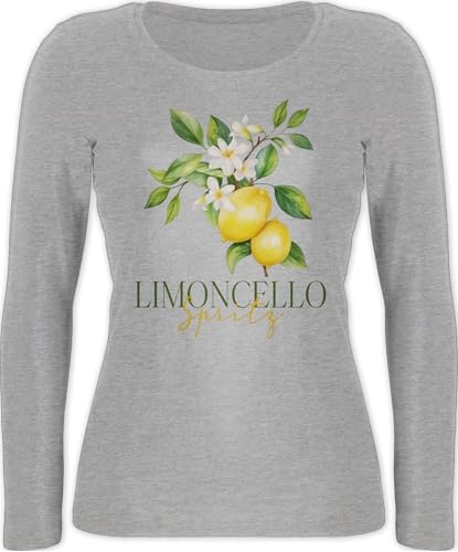 Langarmshirt Damen - Party & Alkohol - Limoncello Spritz | Italien-Fans | Italienischer Likör | Zitronenlikör - XL - Grau meliert - Italien für ausschenker Sauf Shirt Outfit Alki Langarm Saufen von Shirtracer