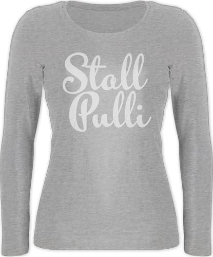 Langarmshirt Damen - Pferde - Stallpulli Bubble Schrift - L - Grau meliert - Reiter Klamotten pferdeliebhaber Langarm REIT Outfit sprüche Pferd Shirt reitklamotten reiten Baumwolle reitbekleidung von Shirtracer