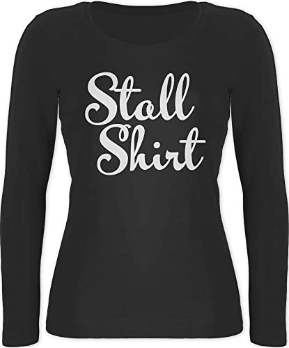 Langarmshirt Damen - Pferde - Stallshirt Bubble Schrift - M - Schwarz - Reiter Klamotten pferdeliebhaber Langarm REIT Outfit sprüche Pferd Shirt reitklamotten reiten reitbekleidung pferdespruch von Shirtracer