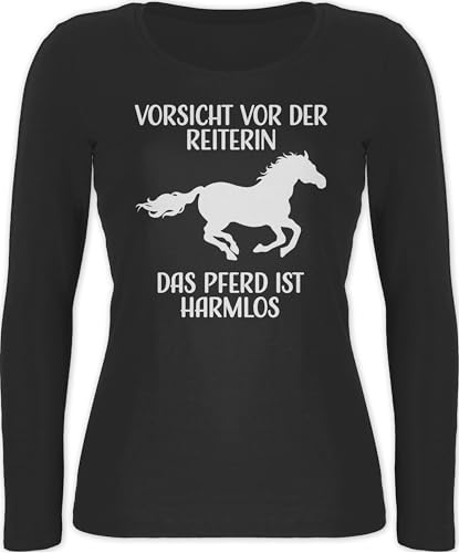 Langarmshirt Damen - Pferde - Vorsicht vor der Reiterin - Das Pferd ist Harmlos - weiß - XS - Schwarz - Reiter Klamotten pferdeliebhaber Reitlehrerin, Langarm REIT Outfit reiten Shirt reitklamotten Langarmshirt Damen - Pferde - Vorsicht vor der Reiterin - Das Pferd ist Harmlos - weiß - XS - Schwarz - Reiter Klamotten pferdeliebhaber Reitlehrerin, Langarm REIT Outfit reiten Shirt reitklamotten von Shirtracer