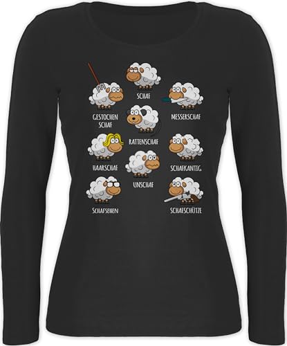 Langarmshirt Damen - Schafe Schäfchen Schäfer Schaf Sheep Schafbauer Lustig Witzig - XS - Schwarz - schafen unschaf von Shirtracer