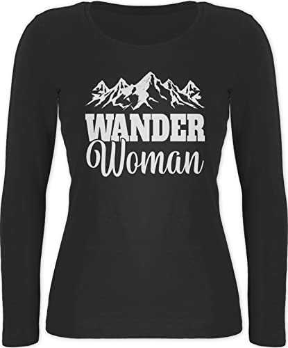 Langarmshirt Damen - Wander Woman - XS - Schwarz - Shirt Langarm Sport Berg Longsleeve Berge wandern Wanderer Statement bergmotiv wanderwoman wanderwomen wanderwoman, wandershirts bergliebhaber von Shirtracer