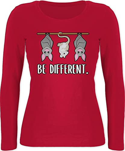 Langarmshirt Damen - Sprüche Statement - Be Different Tiere - M - Rot - Shirt Langarm mit Aufschrift Fledermaus Longsleeve Statements fledermäuse sprüchen￼ Spruch von Shirtracer
