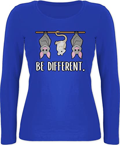 Langarmshirt Damen - Sprüche Statement - Be Different Tiere - S - Blau - Shirt Langarm mit Aufschrift Fledermaus Longsleeve Statements fledermäuse sprüchen￼ Spruch von Shirtracer