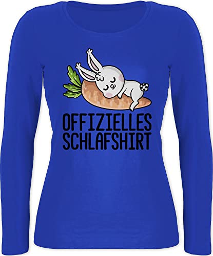 Langarmshirt Damen - Sprüche Statement - Offizielles Schlafshirt mit Hase schwarz - L - Blau - Langarm Statements offizieller Schlaf Shirt Motiv Spruch schlafen Shirts Aufschrift von Shirtracer