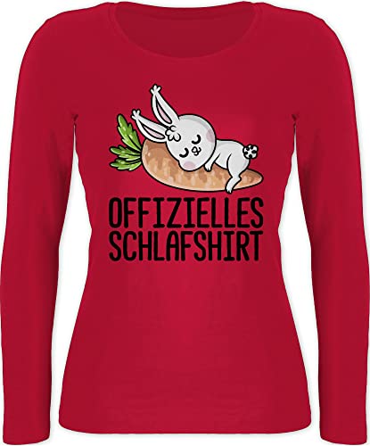 Langarmshirt Damen - Sprüche Statement - Offizielles Schlafshirt mit Hase schwarz - M - Rot - Motiv Langarm Statements schlafen Shirt Aufschrift Schlaf Shirts Spruch offizieller von Shirtracer