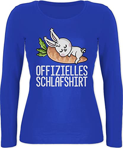 Langarmshirt Damen - Sprüche Statement - Offizielles Schlafshirt mit Hase weiß - S - Blau - Langarm-Schlafshirt Shirt Langarm Statements Hasen Shirts offiziell sprüchen￼ Schlaf Baumwolle Motiv von Shirtracer