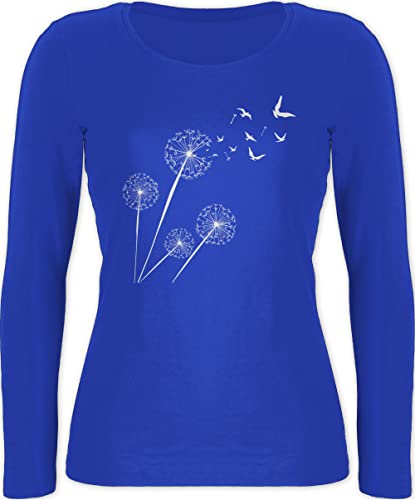 Langarmshirt Damen - Sprüche Statement - Pusteblume Löwenzahn - M - Blau - Langarm Tshirt mit Aufschrift pusteblumen Longsleeves Shirt vögel Longsleeve Pusteblume, Baumwolle Kordel t Blumenmuster von Shirtracer