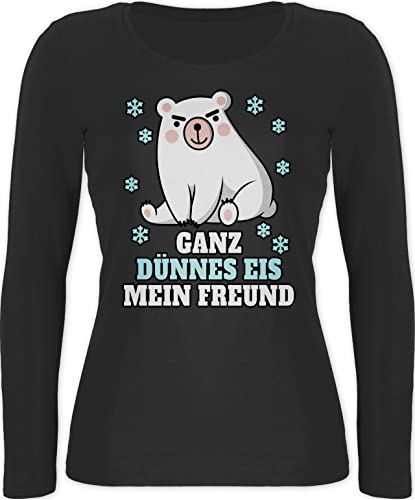 Langarmshirt Damen - Sprüche Statement mit Spruch - Ganz dünnes EIS Mein Freund - S - Schwarz - Shirts Langarm sprüche, Tshirt sprüchen spruche Shirt lustige sprueche t spruechen lustig witzige von Shirtracer