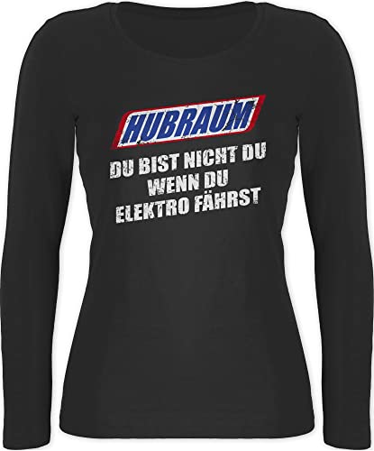 Langarmshirt Damen - Sprüche Statement mit Spruch - Hubraum - du bist Nicht du, wenn du Elektro fährst - M - Schwarz - spruechen Auto Langarm Tshirt Spruch. sprüchen spruche Shirt lustige von Shirtracer