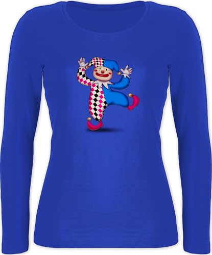 Langarmshirt Damen - Karneval & Fasching - Tanzender Clown I - M - Blau - Shirt Langarm faschingsshirt Faschings Clowns Oberteil rot mit Motiv Karnevals Oberteile fassenacht Shirts von Shirtracer
