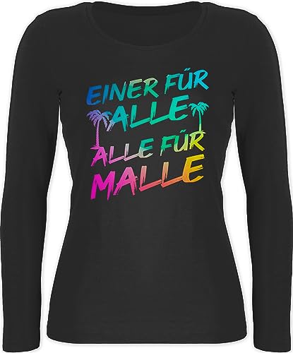 Langarmshirt Damen - Urlaub - Einer für alle Alle für Malle I Mallorca Party I Malle für alle - XL - Schwarz - Outfit Reise Langarmshirts sprüche Langarm Mottoparty Shirt Longshirt Longsleeve von Shirtracer