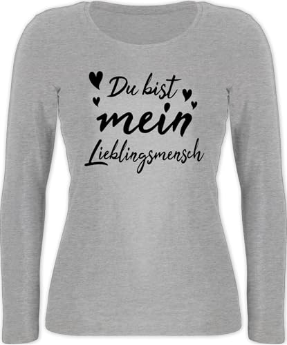 Langarmshirt Damen - Valentinstag - Du bist Mein Lieblingsmensch - Partner Geschenke Lieblingsmensch Geschenk Ich Liebe Dich Jahrestag Paare Pärchen Männer Frauen Freund Freundin - M - Grau meliert von Shirtracer