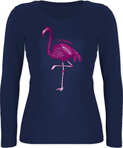 Langarmshirt Damen - Vogel Zubehör Vögel Deko - Flamingo - Just Fabulous - S - Marineblau - Tshirt Langarm Langarm-t-Shirt vogelmotiv Langarmshirts t-Shirt Shirt von Shirtracer