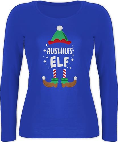 Langarmshirt Damen - Weihnachten Aushilfs-Elf I Weihnachtself I Weihnachts Elf I Christmas Elf - XL - Blau - Weihnachts-Shirt Langarm weihnachtsmode Merry x-Mas elfe Shirt Elfen Tshirt von Shirtracer