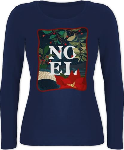 Langarmshirt Damen - Weihnachten Geschenke Christmas Bekleidung - Noel - L - Marineblau - Women Shirt Long Sleeves weihnachtsshirt weihnachtsmotiv Langarm Oberteil weihnachtstshirts weihnacht von Shirtracer